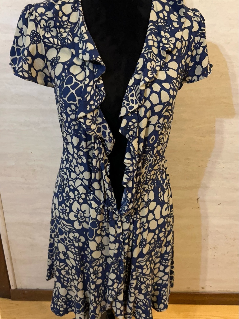 Aritzia Sunday Best Floral Ruffle Wrap Mini Dress.